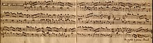 Partition des menuets de la suite pour clavier de Christian Petzold en sol majeur (BWV Anh. 114 & 115), tels qu'enregistrés par Johann Benjamin Tzschirich.