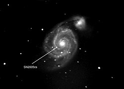 Supernova SN 2005bc, uma semana após pico máximo de magnitude