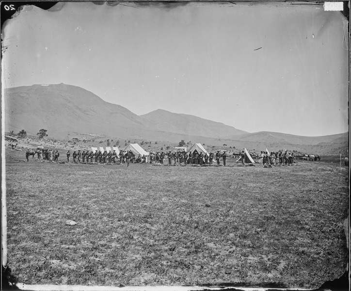 File:SUNDAY MORNING INSPECTION AT RENDEZVOUS CAMP NEAR BELMONT, NEVADA - NARA - 524124.tif