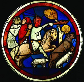 Дяволът и жената, витраж, преди 1248 г, от Сент Шапел