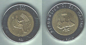 Монета 500 лир