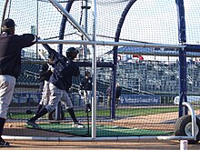 Members of the Scranton/Wilkes-Barre Yankees take batting practice before the Opening Day 2009 game versus the Lehigh Valley IronPigs at Coca-Cola Park in Allentown, Pennsylvania.