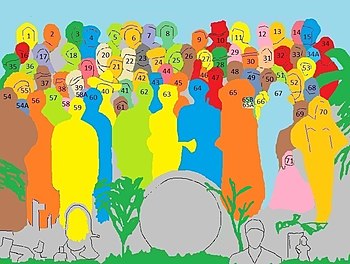 Identifikation der Personen auf dem Albumcover von Sgt. Pepper's Lonely Hearts Club Band. Quelle: Wikimedia Commons​​