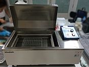 Laboratory water bath used for reactions at warm temperatures