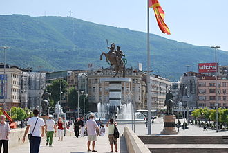 Mount Vodno as seen from the Stone Bridge Skopje X90.JPG