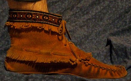 A soft-soled moccasin