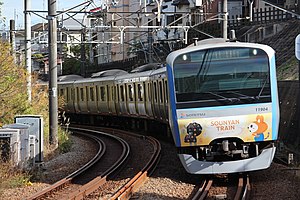 Train moving on a curved track