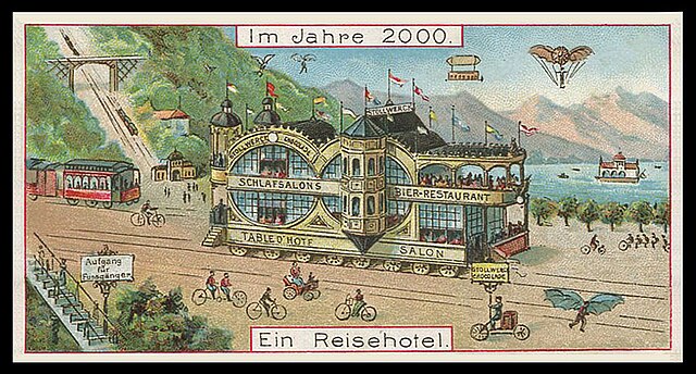 Hotel on tracks ("Reisehotel") as in the year 2000, work of 1898