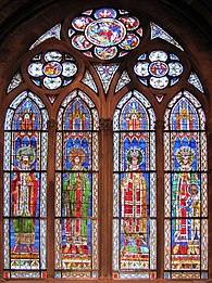 A set of "Emperor" windows, (Otto I, Otto II, Otto III, Conrad II, Henry III)