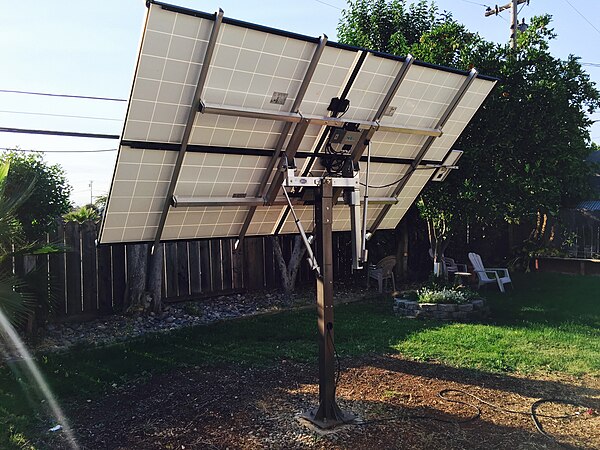Suntactics dual-axis solar trackers are used for small for medium-sized solar production farms. Useful for small business solar power and battery char