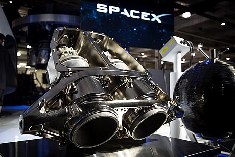 SuperDraco rocket engines at SpaceX Hawthorne facility (16789102495).jpg