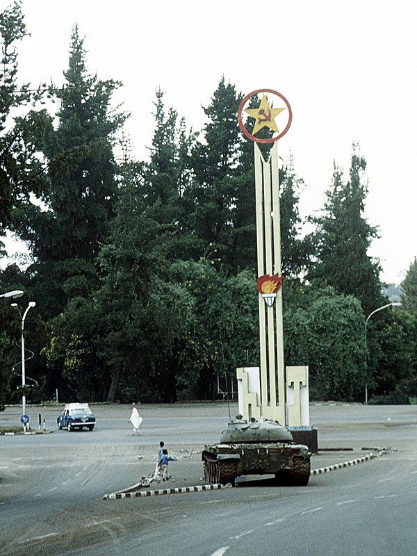 Tanks in the streets of Addis Ababa after rebels seized the capital