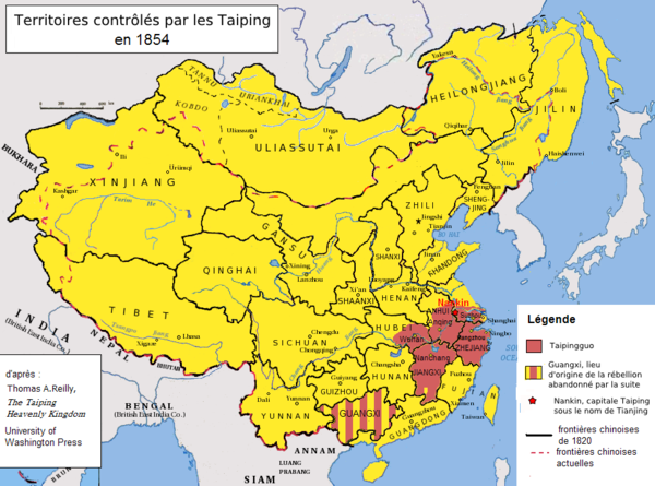 A map of the Taiping Rebellion in 1854