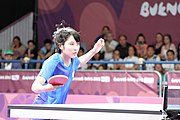 Deutsch: Tischtennis bei den Olympischen Jugendspielen 2018; Tag 9, 15. Oktober 2018; Mixed, Finale, Mixed-Doppel – Miu Hirano (JPN) gegen Sun Yingsha (CHN) 2:3 English: Table tennis at the 2018 Summer Youth Olympics at 15 October 2018 – Mixed Final, Mixed-Double – Miu Hirano (JPN) Vs Sun Yingsha (CHN) 2:3