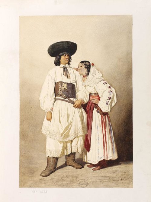 Théodore Valerio, Paysans valaques des environs de Lugos. Vlach/Romanian peasants from around Lugoj, 1851