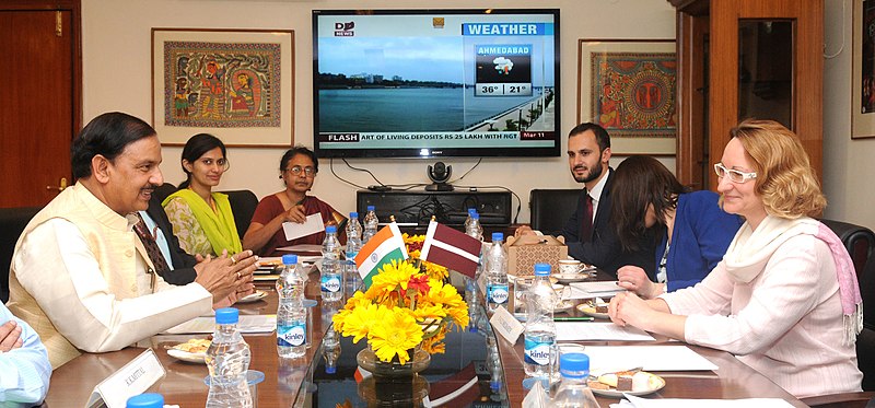 File:The Minister of Culture, Latvia, Ms. Dace Melbarde meeting the Minister of State for Culture (Independent Charge), Tourism (Independent Charge) and Civil Aviation, Dr. Mahesh Sharma, in New Delhi on March 11, 2016.jpg