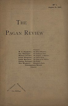 Cover of the only issue of The Pagan Review The Pagan Review (1892) cover.jpg