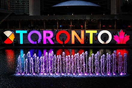 The Toronto sign at night