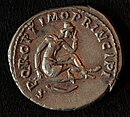 Reverse of Roman denarius from Trajan's rule depicting a defeated Dacian Trajan Denarius, Roman Dacia, 107 AD - Reverse.jpg