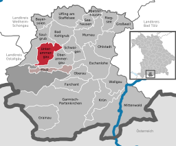 Läget för Unterammergau i Landkreis Garmisch-Partenkirchen