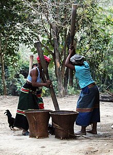 Usui women huskin rice in their coutyard.jpg