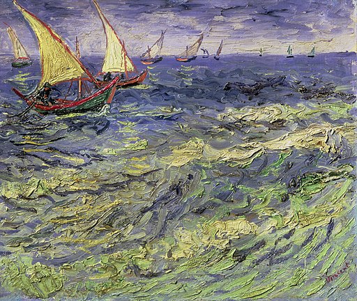 Fishing Boats and Seascape at Saintes-Maries by Vincent van Gogh
