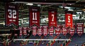 Banners of retired numbers and team accomplishments for the Capitals