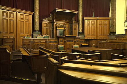 A nineteenth century English courtroom in Nottingham, United Kingdom now preserved as a museum