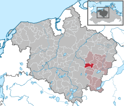 Elhelyezkedése Mecklenburg-Elő-Pomeránia térképén