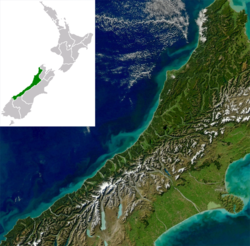 Map showing location within New Zealand