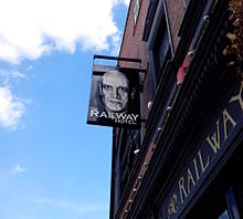 Railway Hotel, Southend-on-Sea, pub sign featuring portrait of Wilko Johnson
