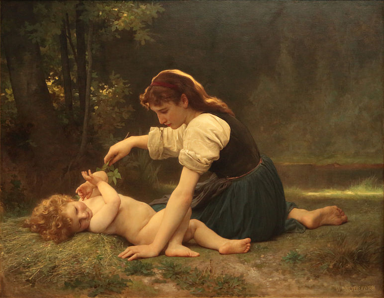 File:William-Adolphe Bouguereau (1825-1905) - Nature's Fan- Girl with a Child (1881).JPG