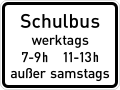 Zusammen mit dem Zusatzzeichen „Schulbus (tageszeitliche Benutzung)“ wird eine Haltestelle speziell für Schulbusse gekennzeichnet