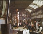 William Bouguereaus ateljé vid Académie Julian, målning av Jefferson David Chalfant.