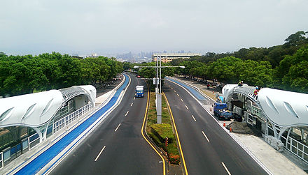 BRT lane laid on Taiwan Boulevard in Taichung, Taiwan