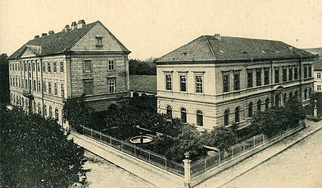 Buildings in Theresienstadt, 1909 postcard
