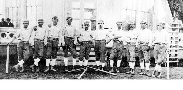 1870 Chicago White Stockings (later Cubs): (l-r) Ned Cuthbert, Fred Treacey, Charlie Hodes, Levi Meyerle, Ed Pinkham, Jimmy Wood, Bub McAtee, Bill Cra