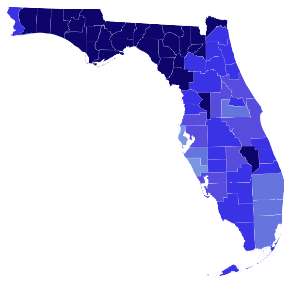 1952 Florida gubernatorial election results map by county.svg