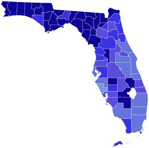 1958 United States Senate election in Florida results map by county.svg