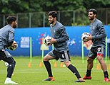 مهدی طارمی، علیرضا جهانبخش و سعید عزت الهی در حال تمرین برای ایران در جام جهانی ۲۰۱۸