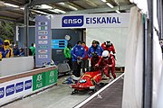 Deutsch: Bob-Europacup 2018/19; Station 1 in Altenberg, 2er-Rennen Nummer 1, Lauf 1 English: Bobsleigh Europe Cup 2018-19 in Altenberg - 2-man Race 1, first run