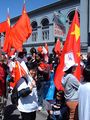 Pro-China protesters in front of the Ferry Building