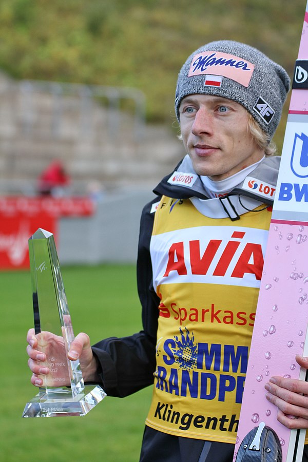 Kubacki after winning competition of the 2017 FIS Ski Jumping Grand Prix in Klingenthal.