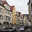 Wohn- und Geschäftshäuser in der Schlößlestraße (ungerade Hausnummern), Stuttgart. Erbaut 1909-1913 von Eugen Brodbeck. Geschützt nach § 2 DSchG