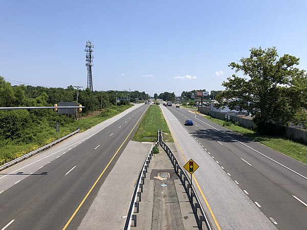 US 13 northbound past DE 1 and DE 71 in Tybouts Corner