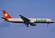 A Belair Boeing 757-200 at Zurich Airport in 2004