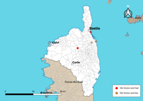 Mapa de municipios con emplazamientos Seveso