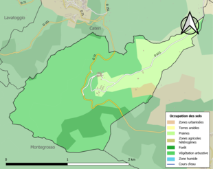 Barevná mapa znázorňující využití půdy.