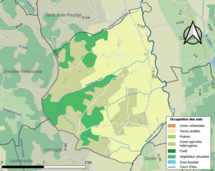 Barevná mapa znázorňující využití půdy.