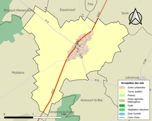 Barevná mapa znázorňující využití půdy.